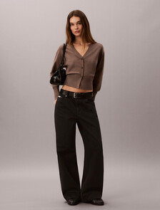 Soft Knit Classic Cardigan, Shiitake Melange, hi-res