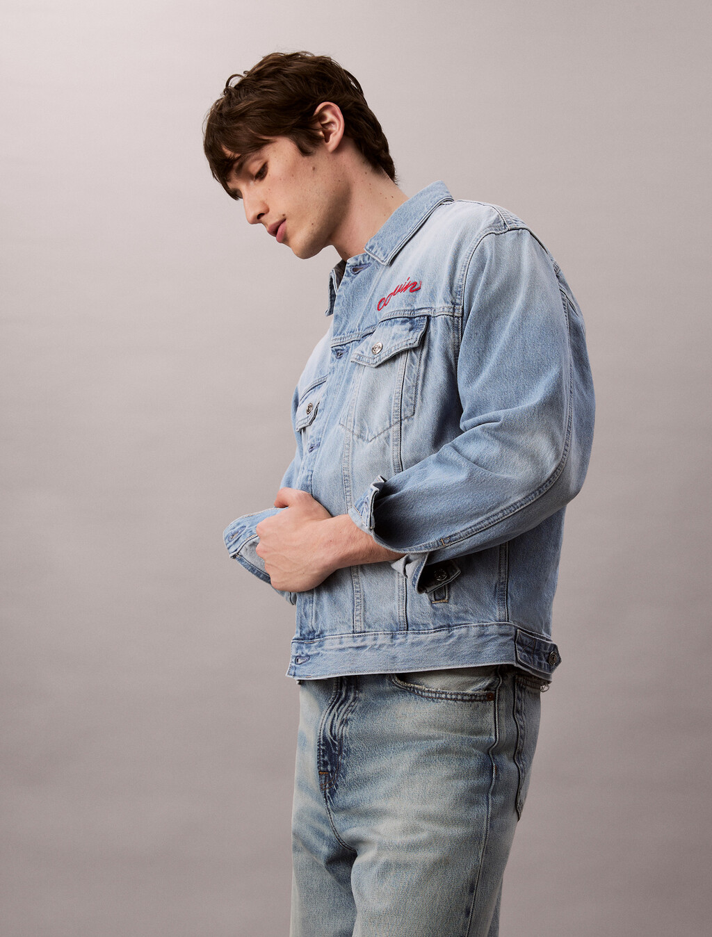 Chain Stitch Logo 90's Denim Jacket, REFLECTION BLUE, hi-res
