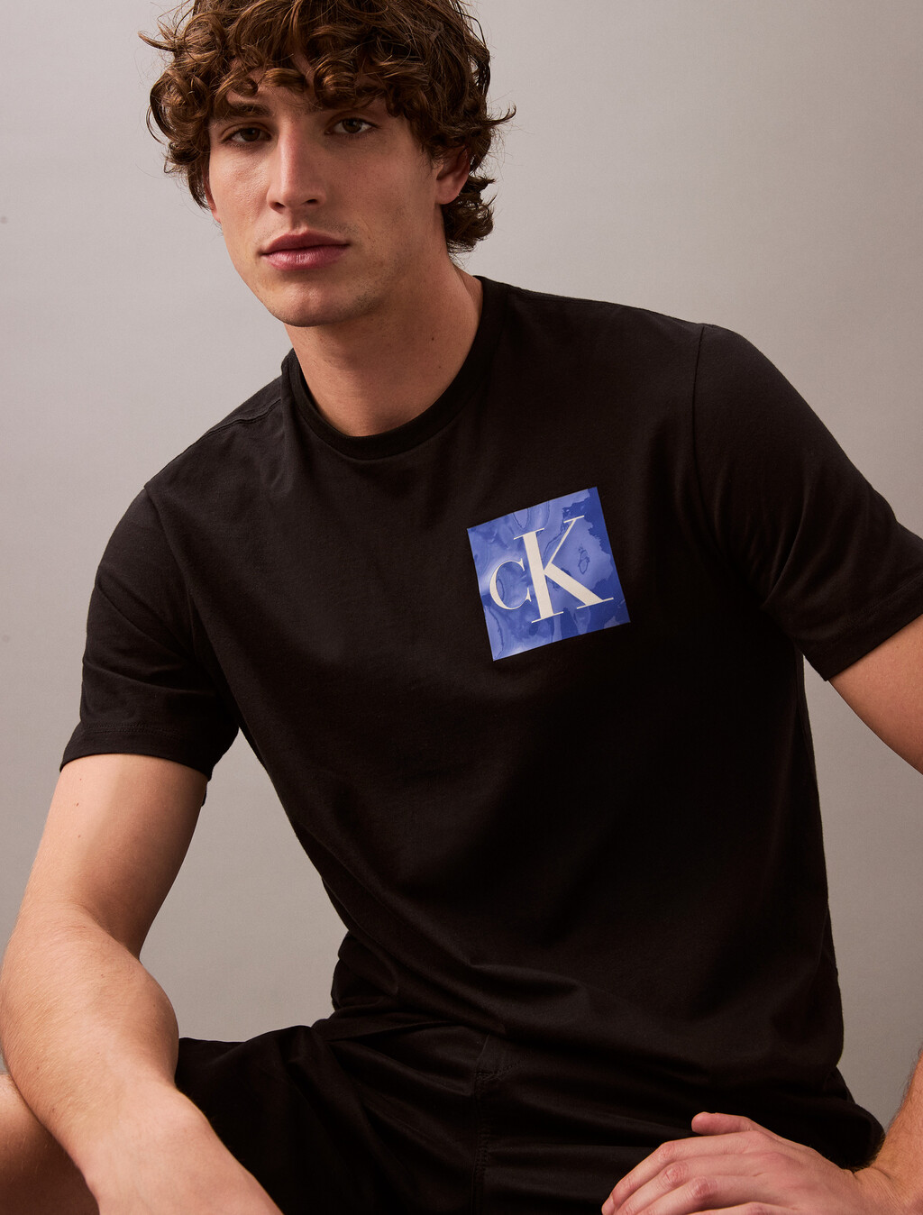 Box Graphic Print Regular Cotton Tee, Black, hi-res