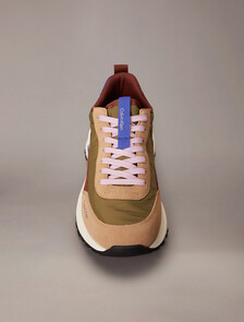 Suede and Nylon Runner Trainers, Cumin/Burnt Out/Khaki/Purple Blue, hi-res