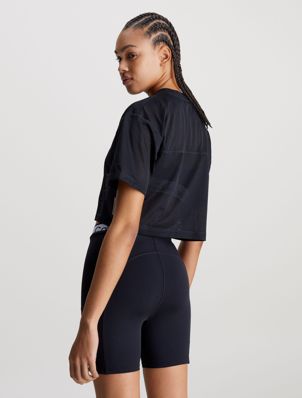 Mesh Cropped Gym T-shirt, BLACK BEAUTY, hi-res