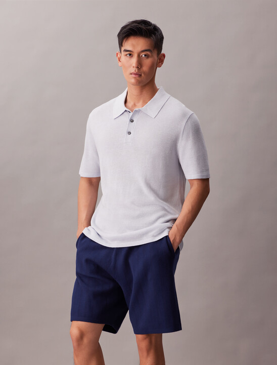 Linen Blend Classic Sweater Polo Shirt