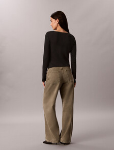 Cut-Out Rib Top, Black, hi-res