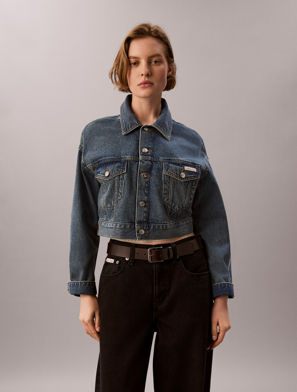 Cropped Denim Jacket, FULTON BLUE, hi-res