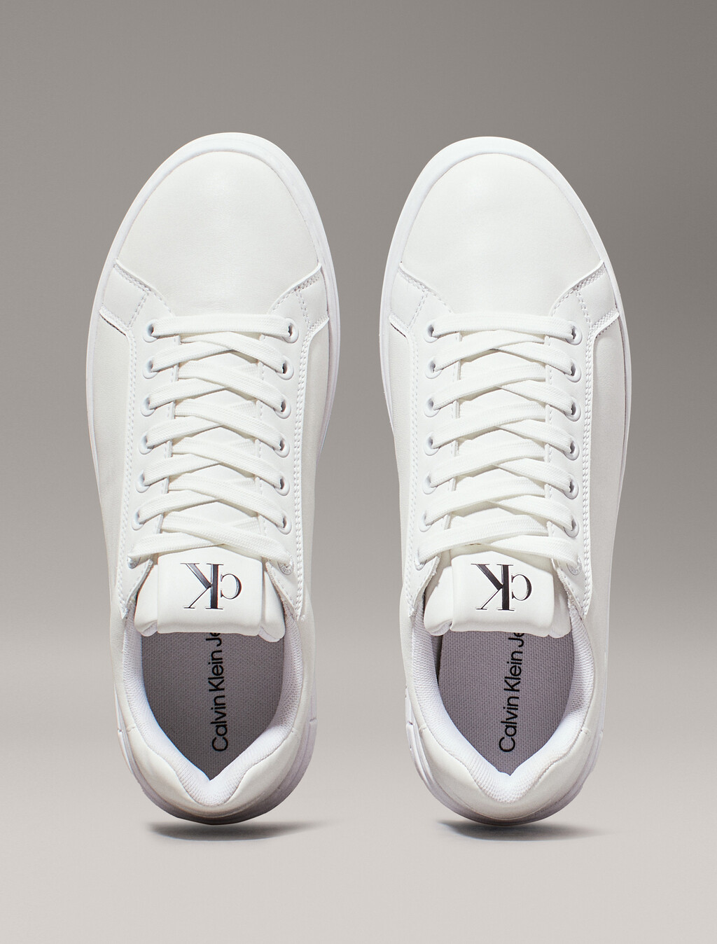 Leather Platform Trainers, Triple Bright White, hi-res