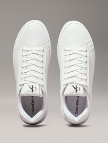 Leather Platform Trainers, Triple Bright White, hi-res