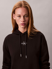 Monogram Hooded Sweatshirt Dress, Black, hi-res