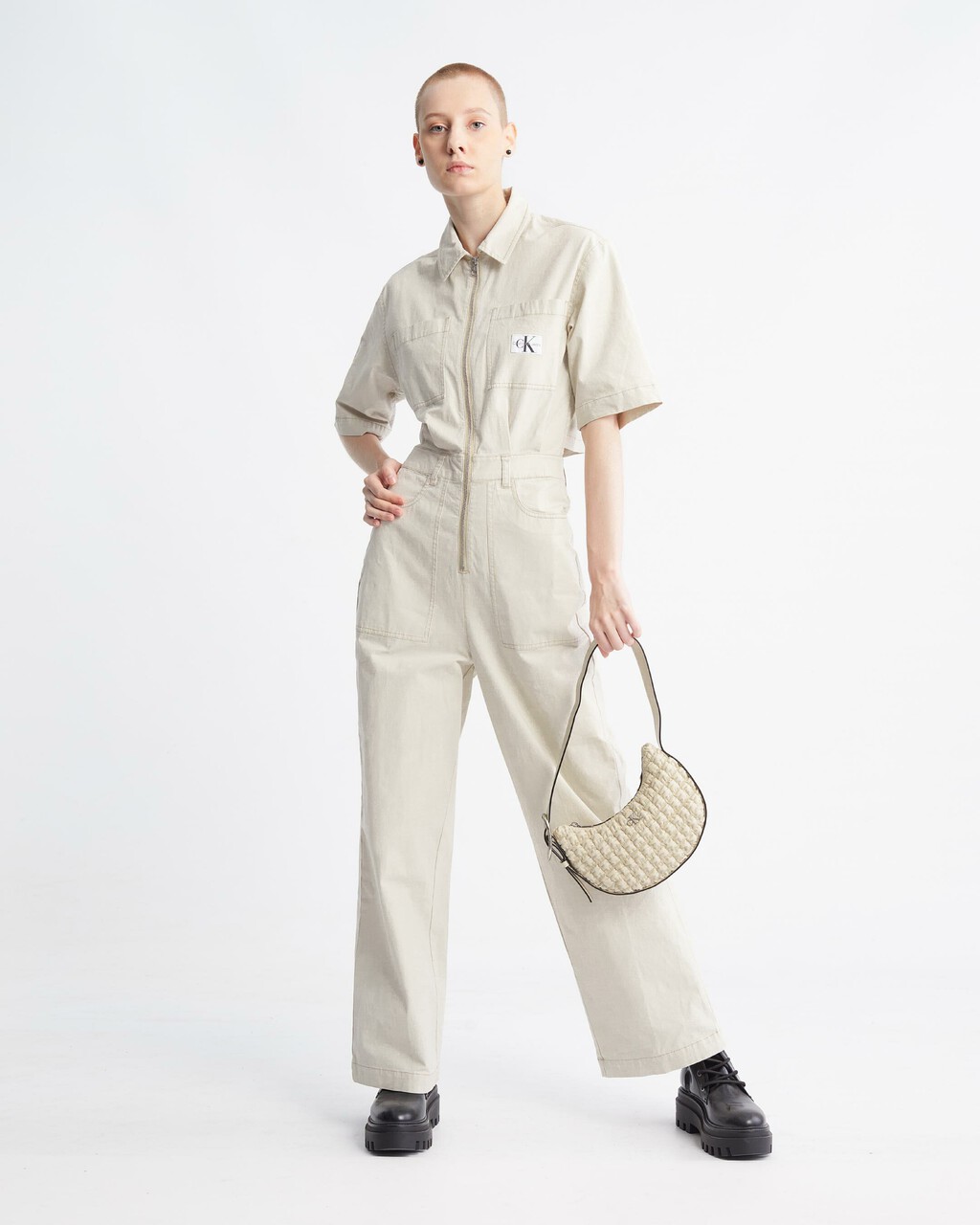 Utility Back Cut Out Jumpsuit, EGGSHELL, hi-res