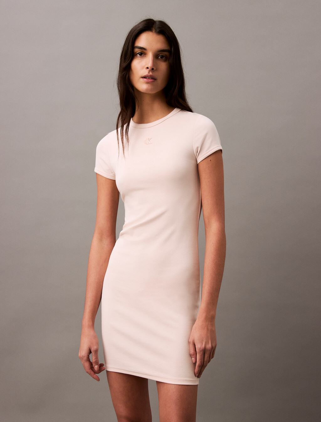 Rib Knit Mini Dress, Silver Peony, hi-res