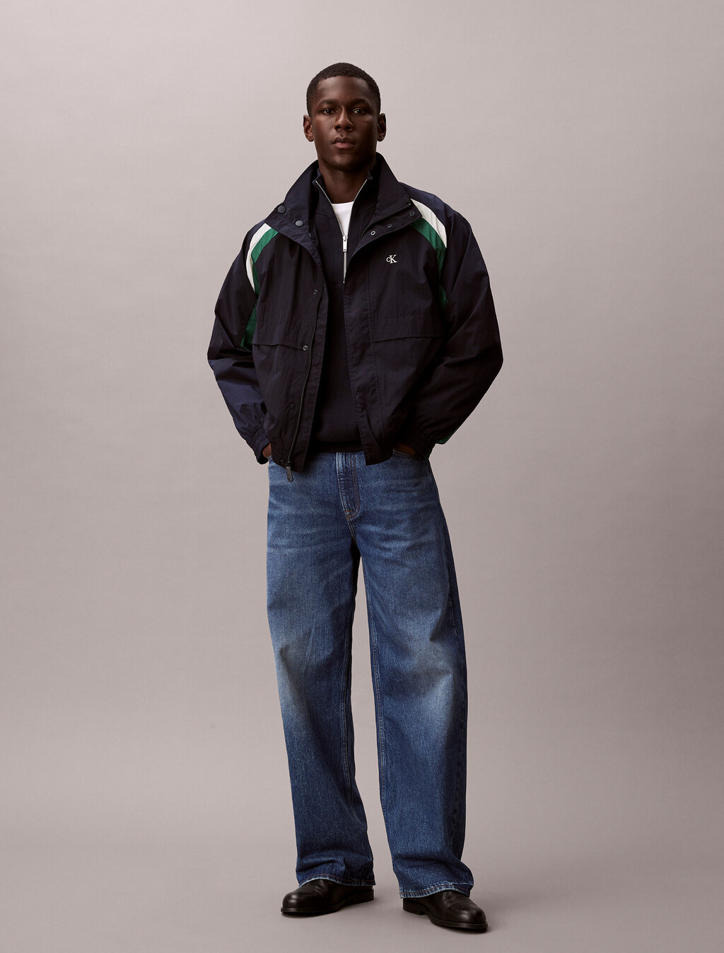 Colour Block Nylon Track Jacket, Miami Green, hi-res