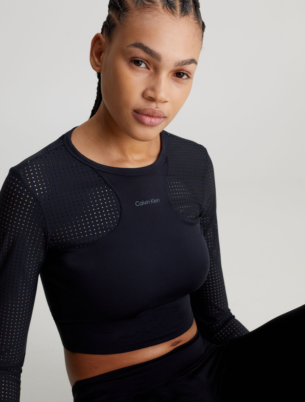 Long Sleeve Cropped Gym Top, BLACK BEAUTY, hi-res