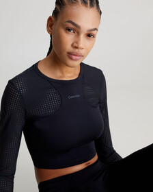 Long Sleeve Cropped Gym Top, BLACK BEAUTY, hi-res