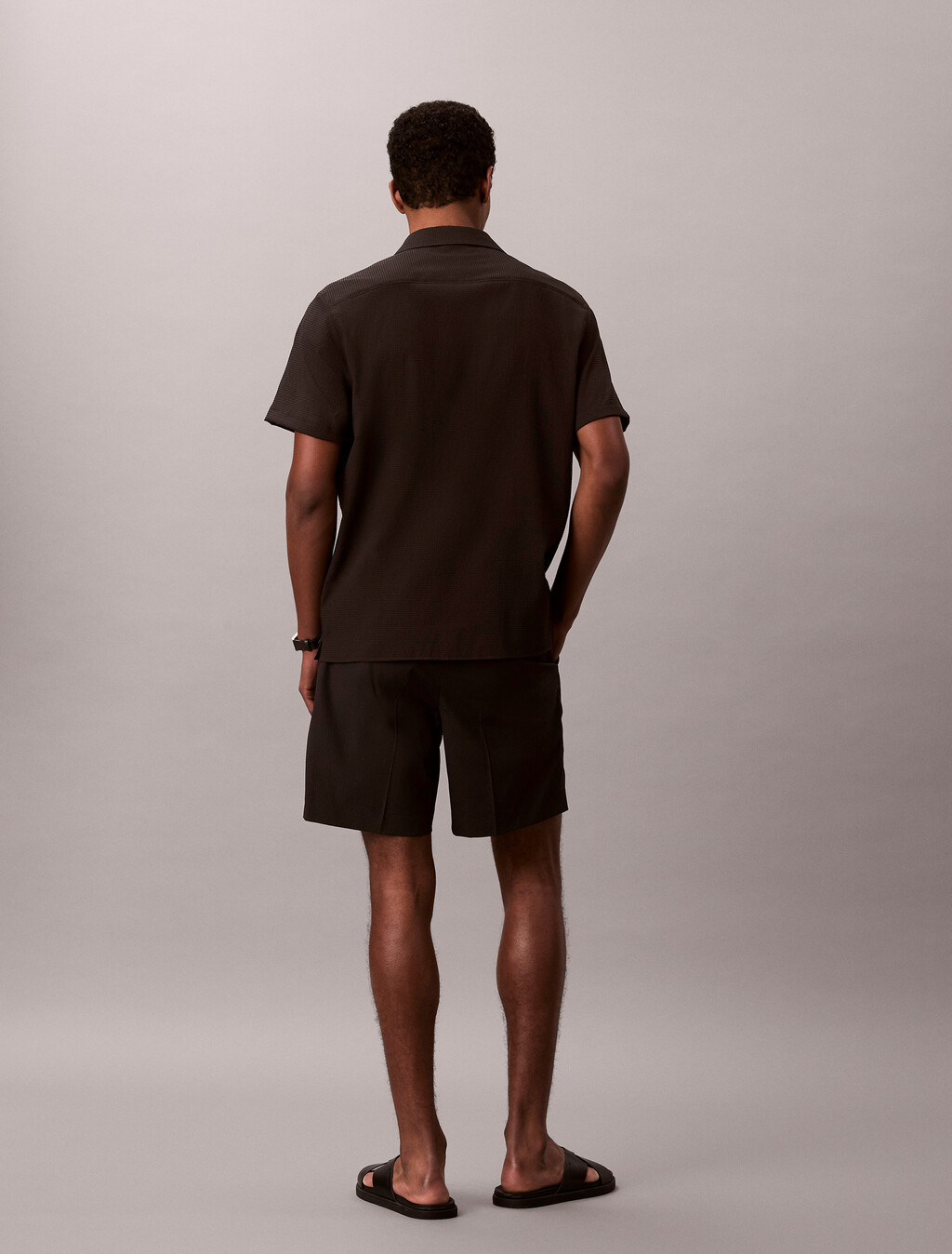 Seersucker Shorts, Black, hi-res