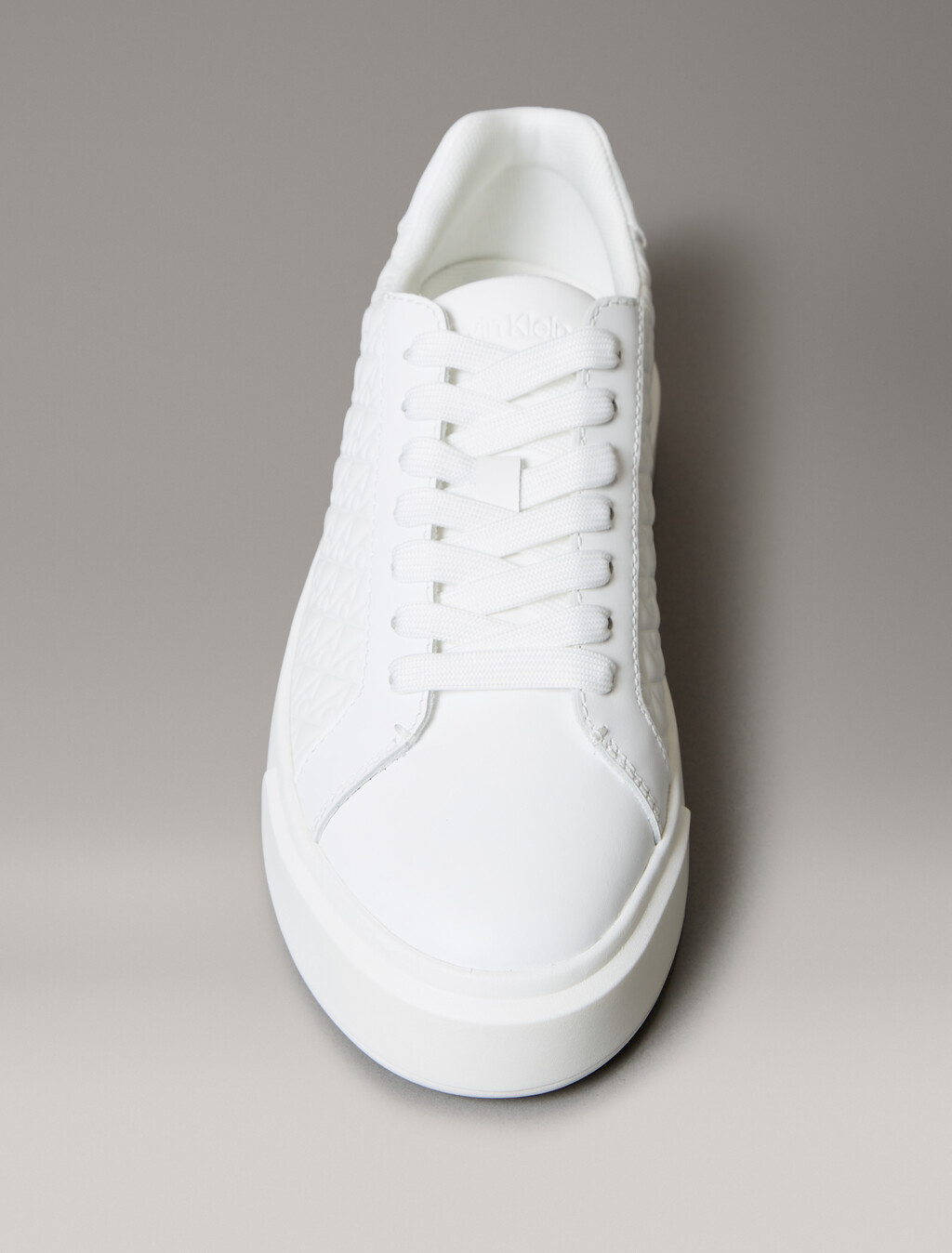 Leather Emblem Logo Trainers, Bright White, hi-res