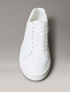 Leather Emblem Logo Trainers, Bright White, hi-res