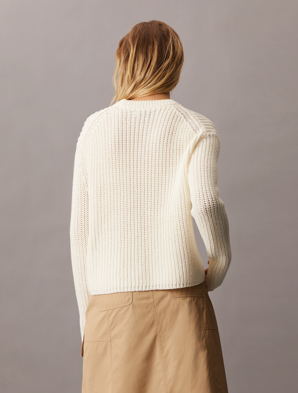 Chunky Cage Yarn Knit Pullover Sweater, ANTIQUE WHITE, hi-res