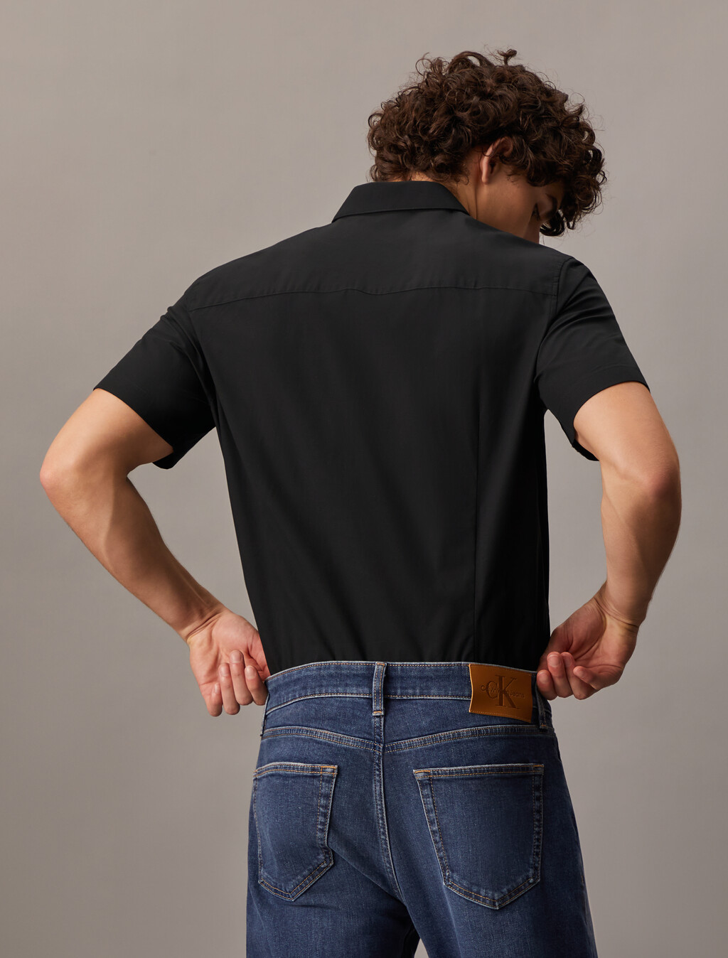 Essentials Monogram Slim Shirt, Ck Black, hi-res