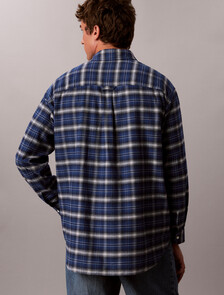 Oversized Plaid Shirt, Estate Blue, hi-res