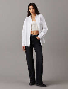 Relaxed Cotton Poplin Shirt, Bright White, hi-res