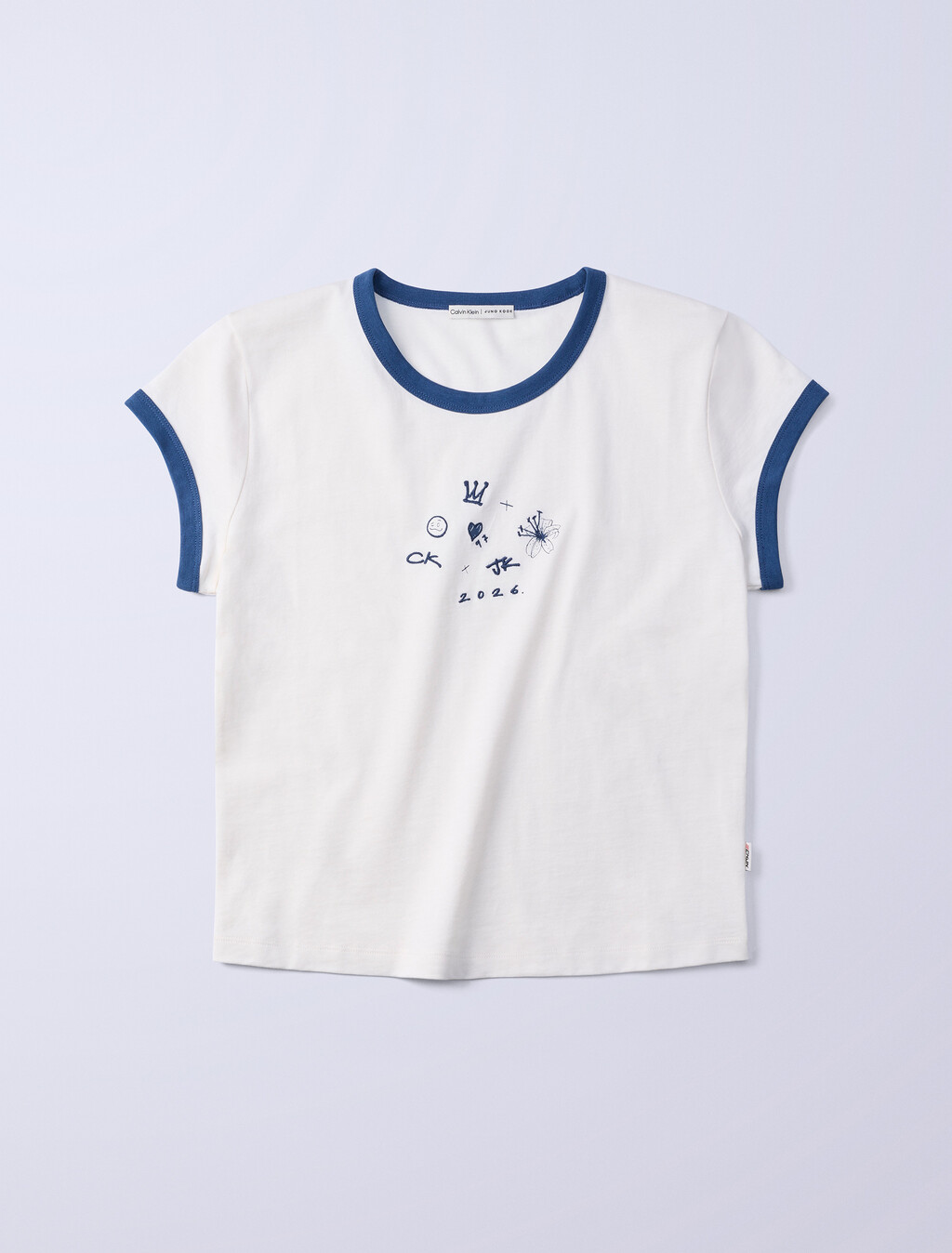 Jung Kook for Calvin Klein Icons Graphic Ringer Baby Tee, Lily, hi-res