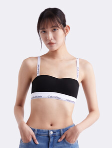 Icon Cotton Bandeau Bralette, Black, hi-res