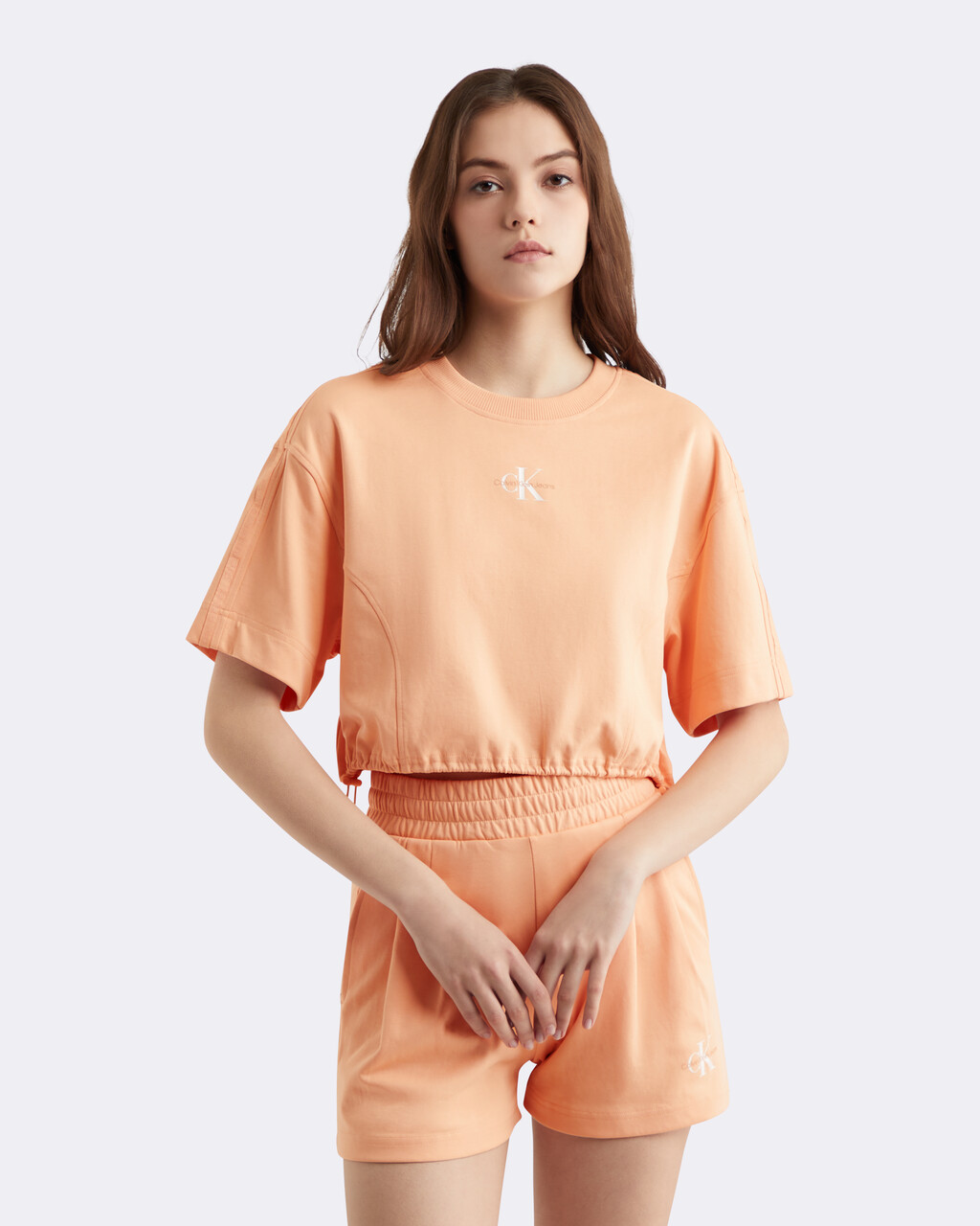 Oversized Cropped Cooling Sweatshirt, PEACH DREAM, hi-res