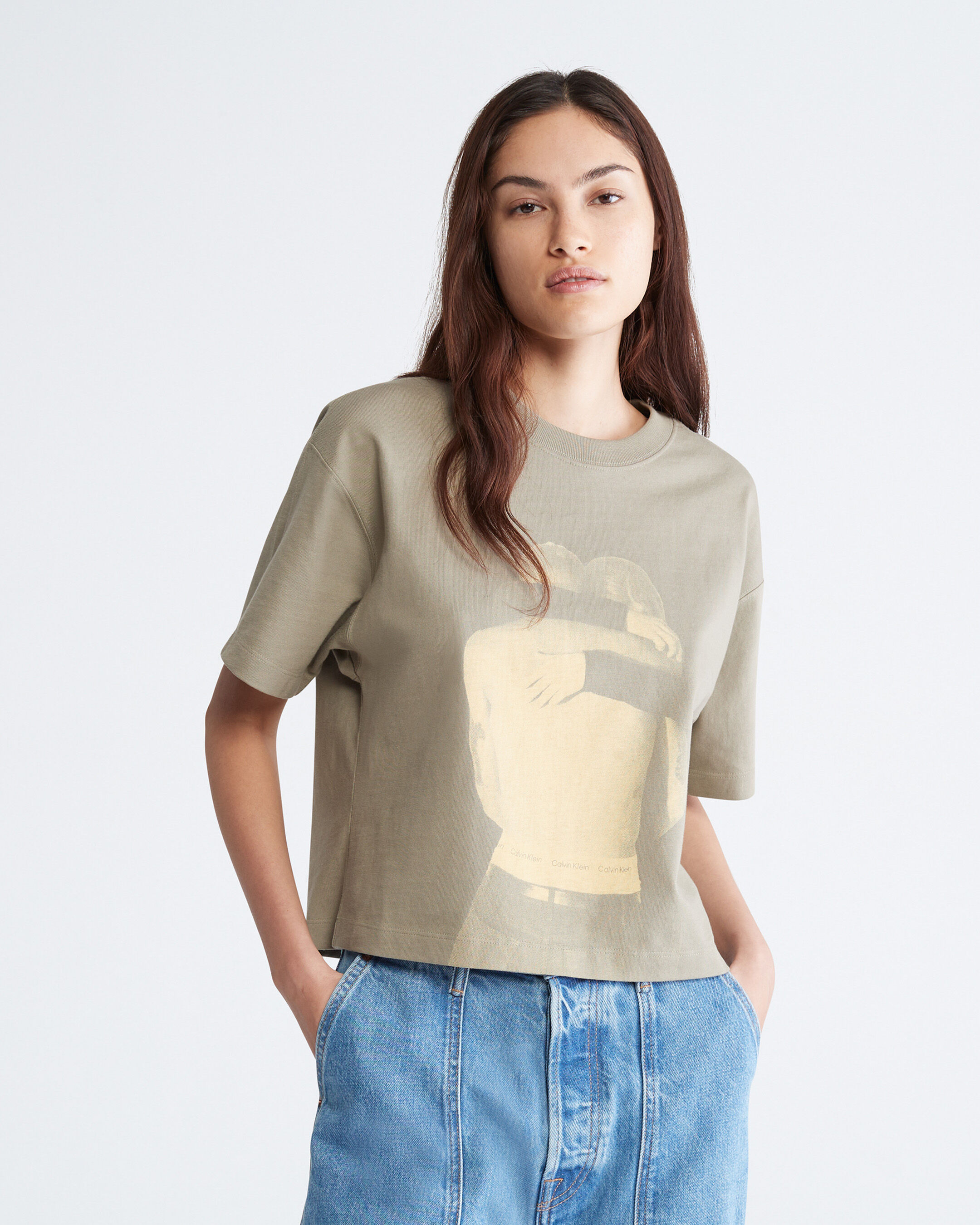 Calvin klein shop shrunken t shirt