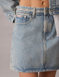 Logo Tape Denim Mini Skirt, FRESH WATER, hi-res