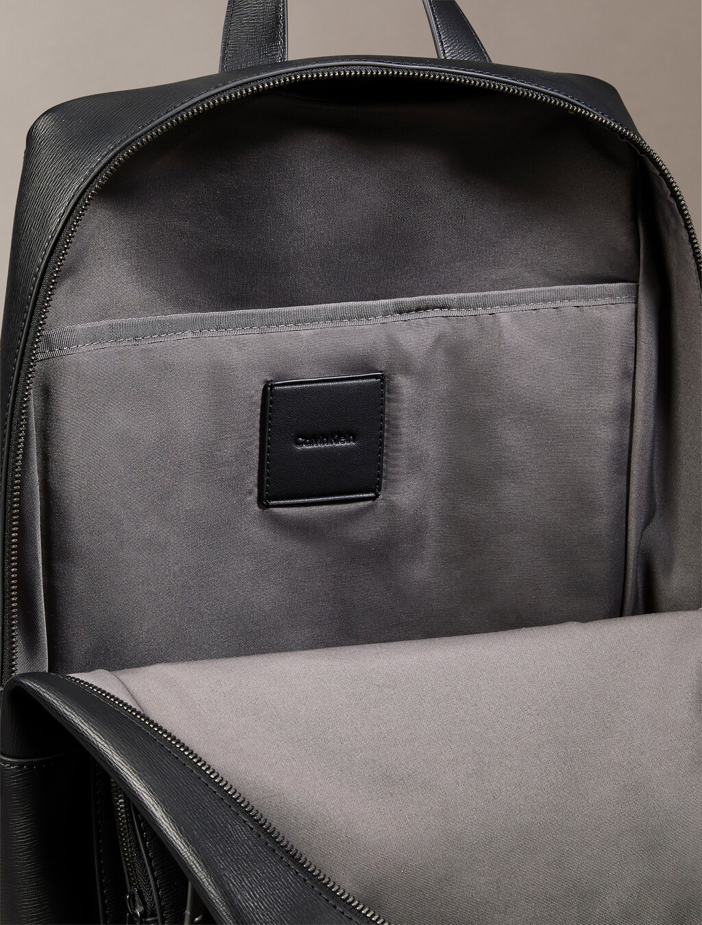 Slim Saffiano Emblem Logo Backpack, Black, hi-res