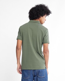 Ck Badge Slim Smooth Cotton Polo, Thyme, hi-res