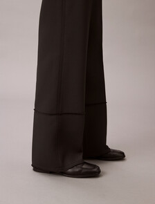 Wool Blend Gabardine Raw Edge Trousers, Black, hi-res