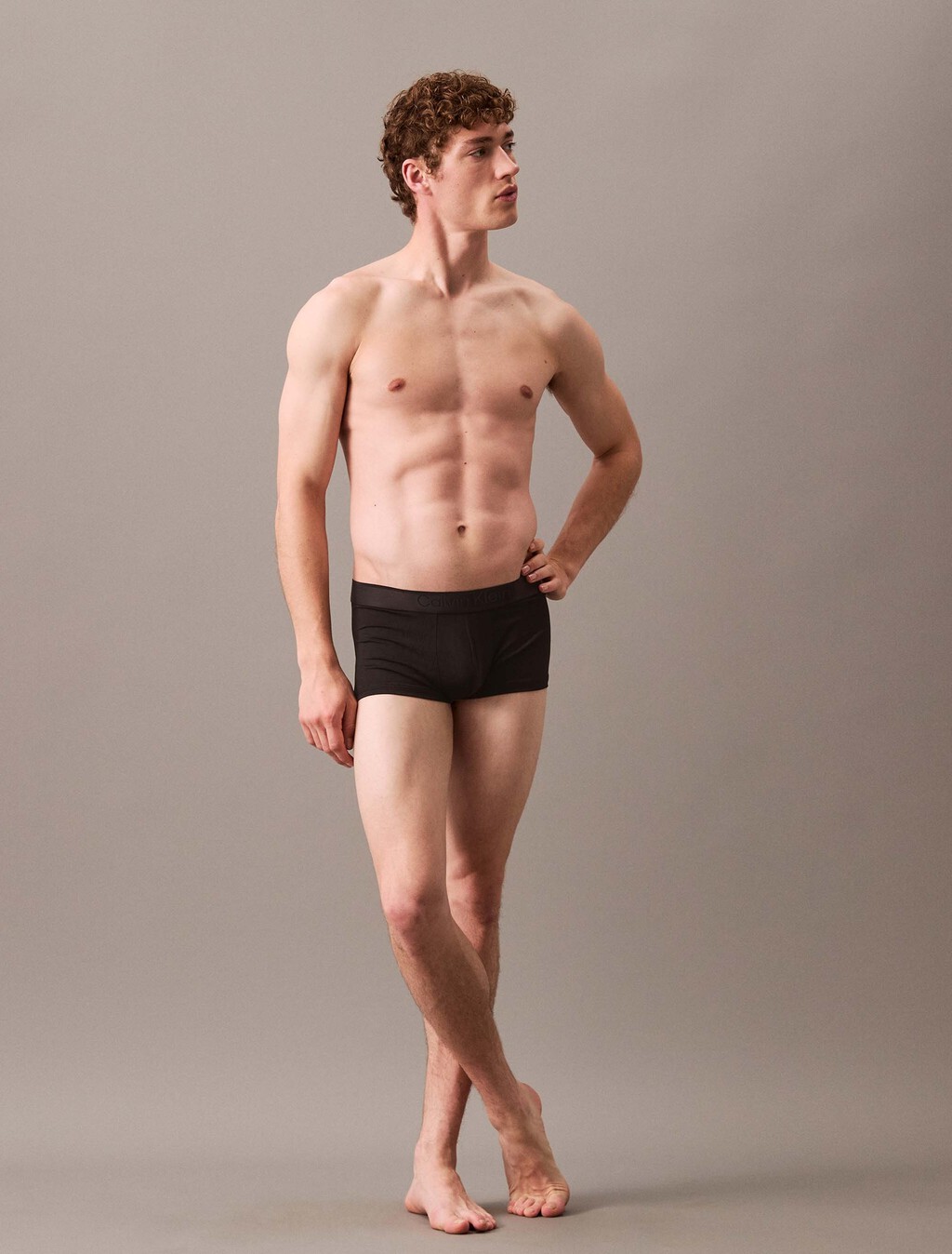 CK Black Logo Jacquard Low Rise Trunks, Black, hi-res