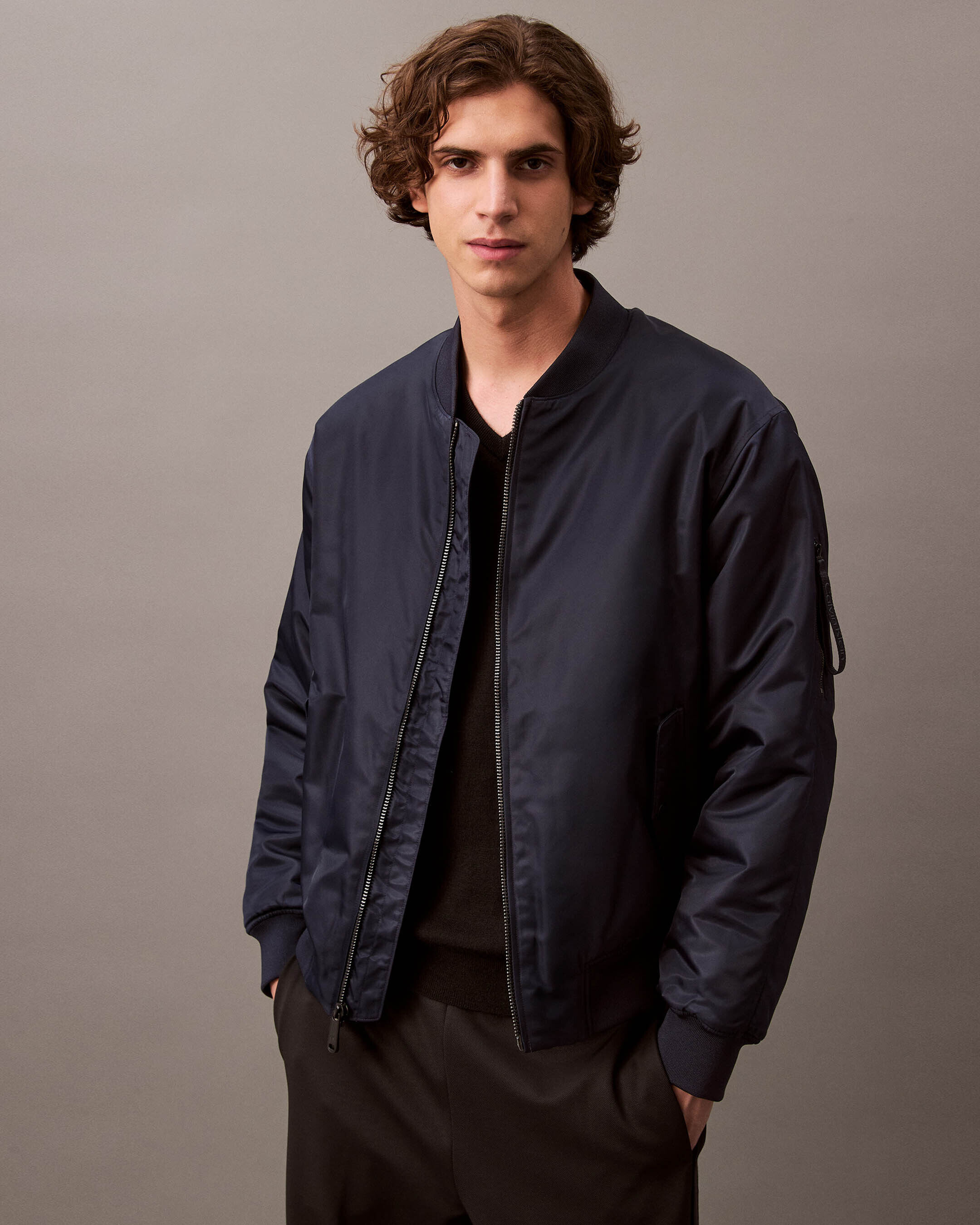 Padded Nylon Bomber Jacket blue Calvin Klein Malaysia