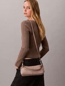 Small Soft Suede Shoulder Bag, Moonstruck Suede, hi-res