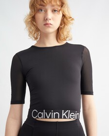 Effect Cropped Gym T-Shirt, BLACK BEAUTY, hi-res