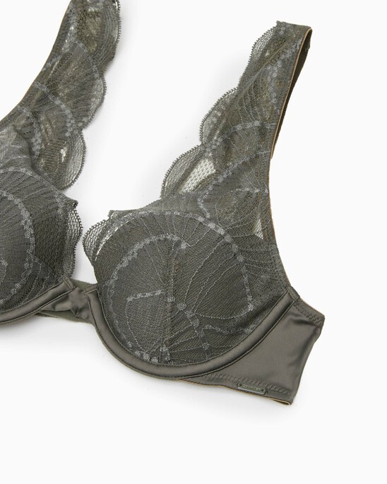 CK BLACK SPIRAL LIGHTLY LINED PLUNGE BRA