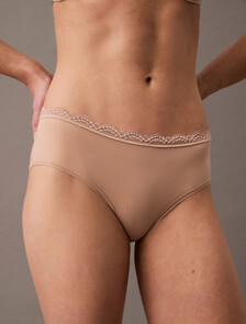 Microfiber Stretch with Lace Hipster, Cedar, hi-res