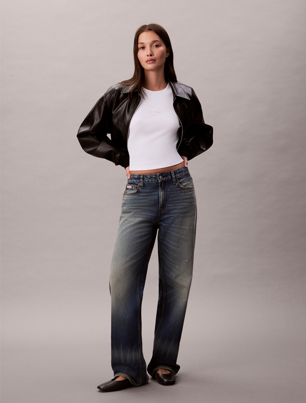 Monogram Logo Long Sleeve Baby Tee, Bright White, hi-res