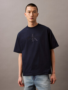 Relaxed Monogram T-shirt, Dark Sapphire, hi-res