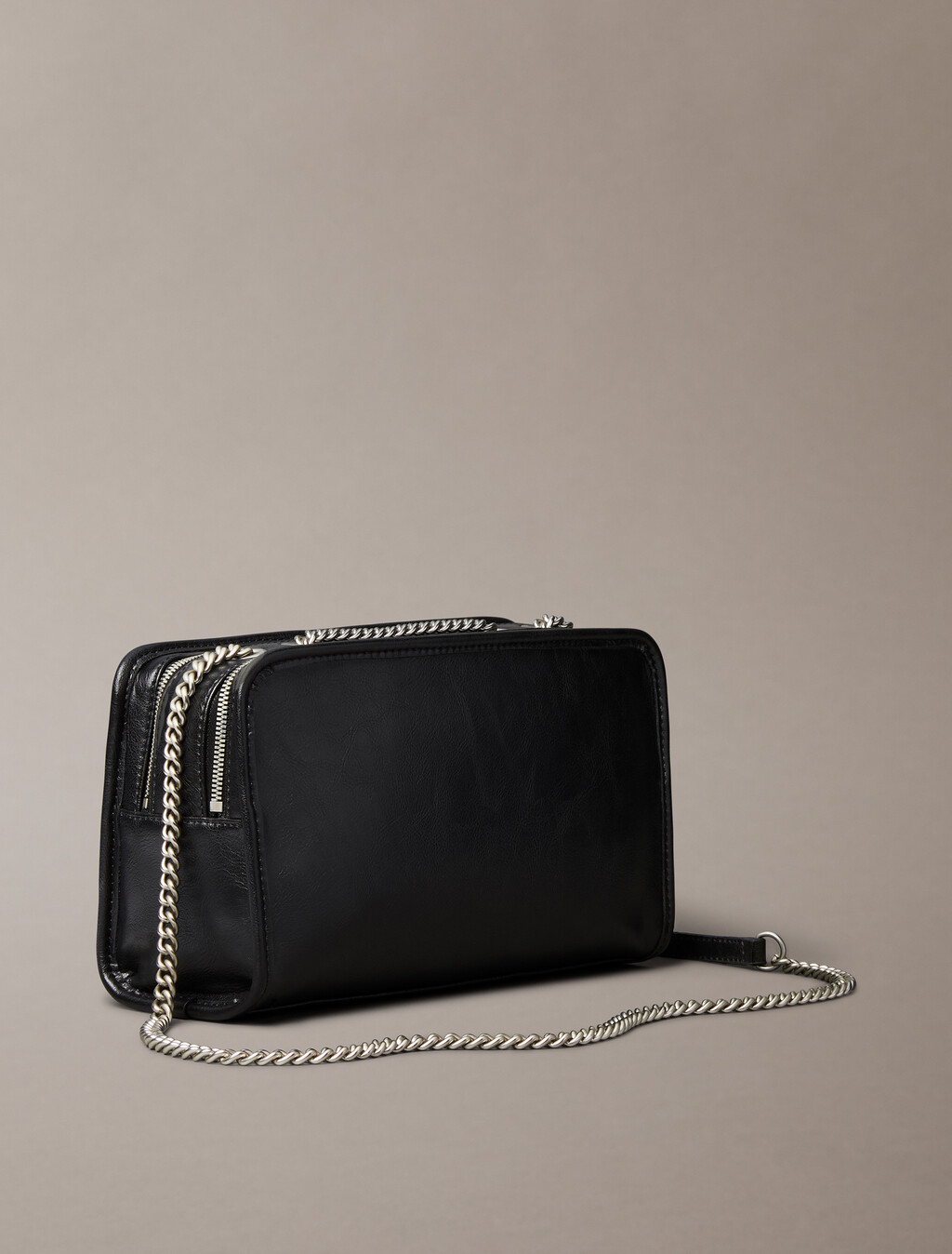Chain Double Zip Bag, Black, hi-res