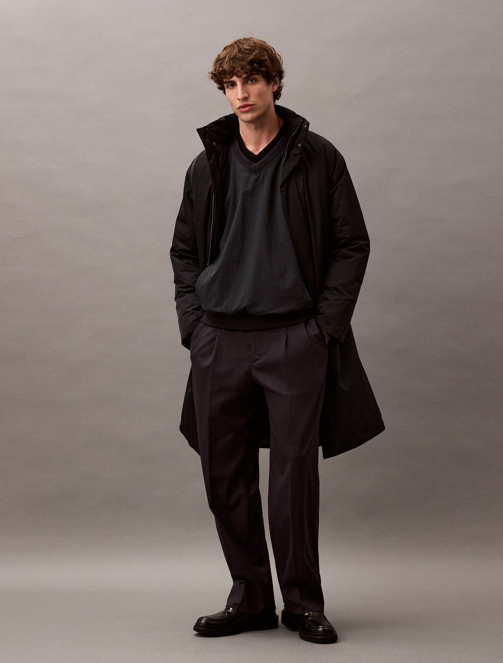 Double V-Neck Sweater, Vulcan, hi-res
