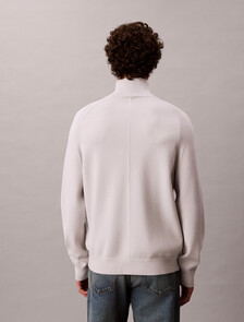 Tech Knit Boxy Mock Neck Jumper, Chalk, hi-res
