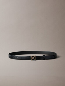 Full-Grain Leather Emblem Logo Belt, BLACK / ANTIQUE LIGHT GOLD, hi-res