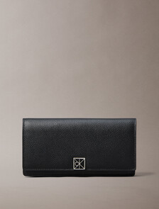CK Emblem Long Billfold Wallet, Black, hi-res