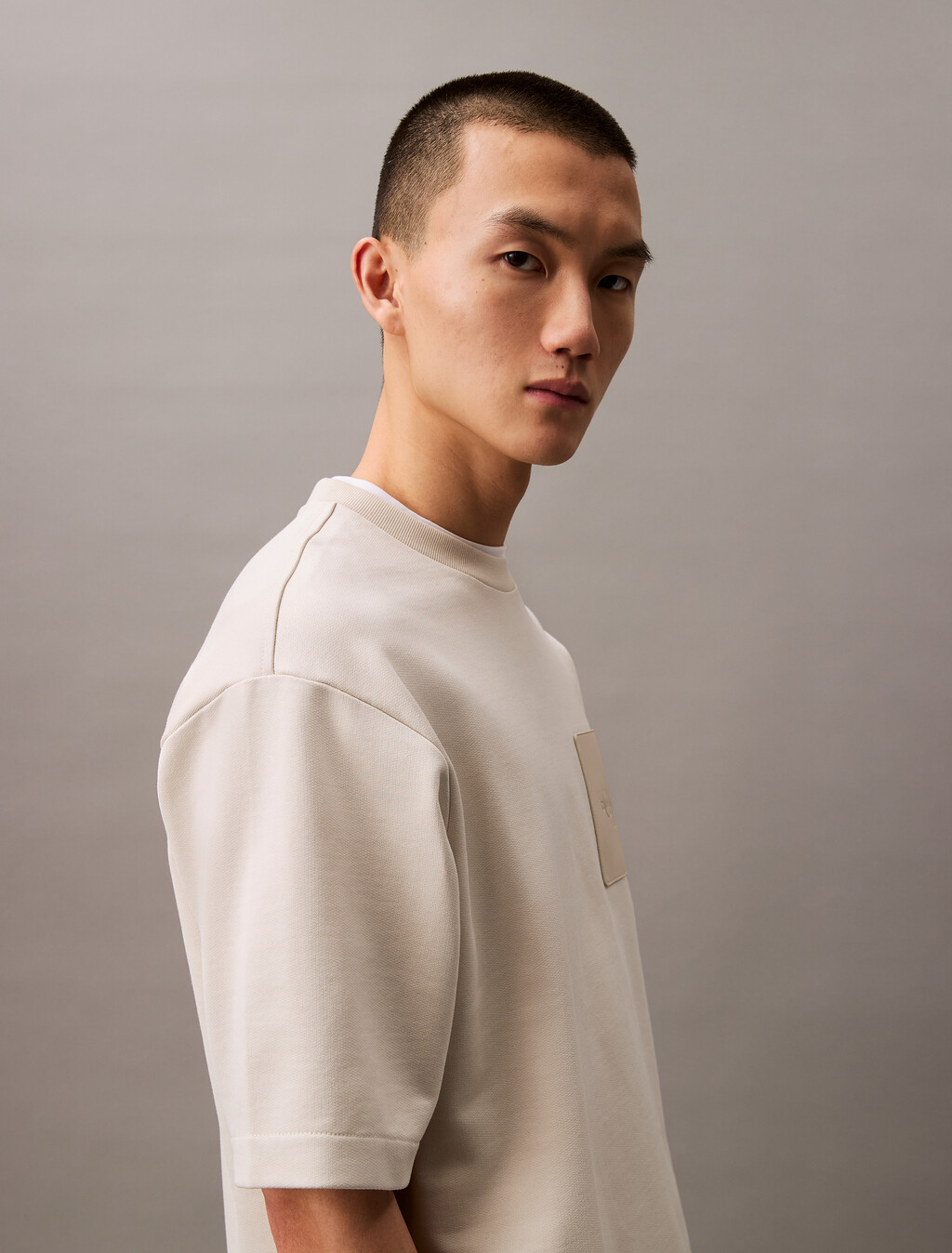 Oversized Logo Patch T-shirt, Silver Birch, hi-res