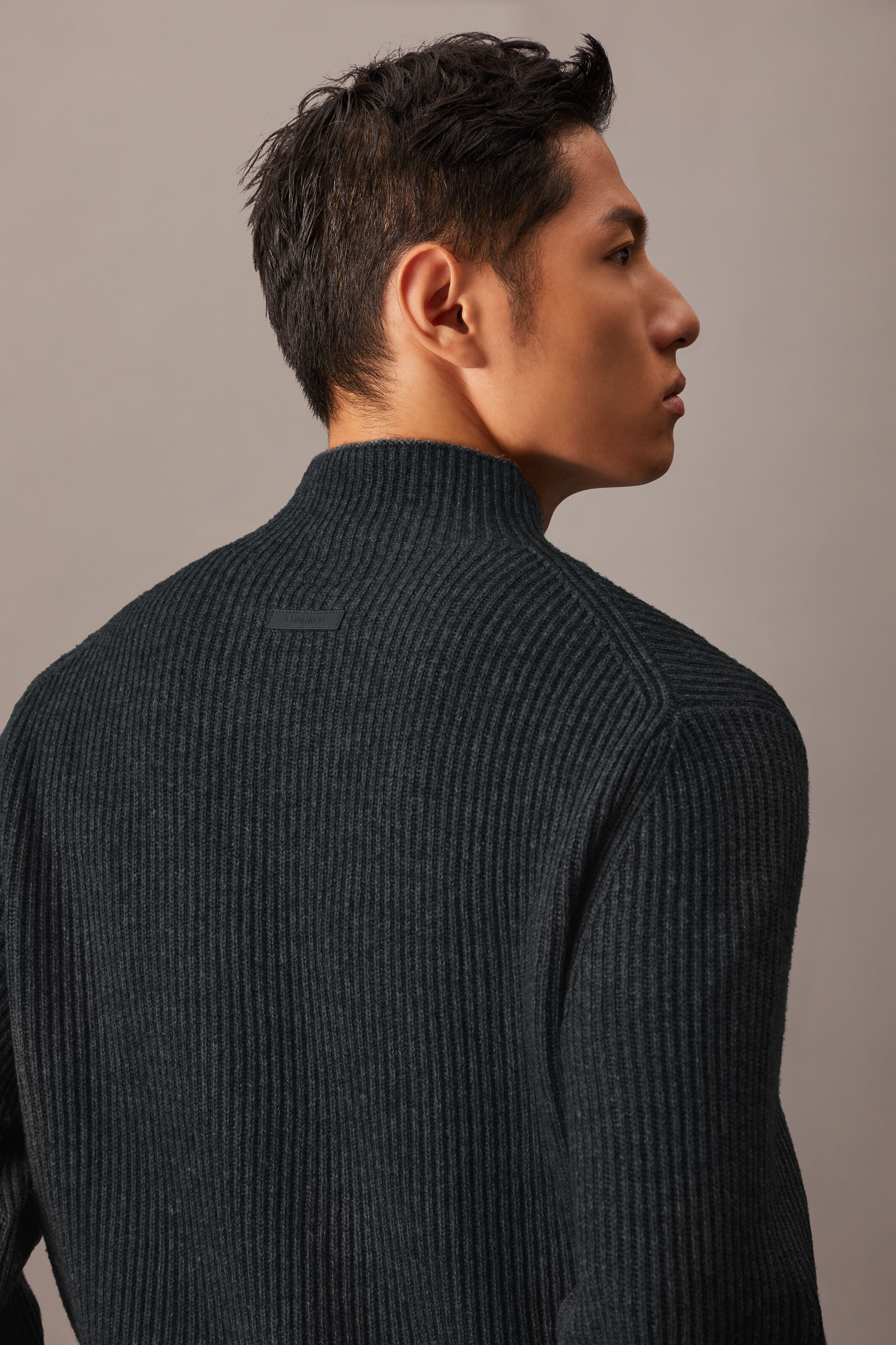 Ribbed knit mock neck sweater sale