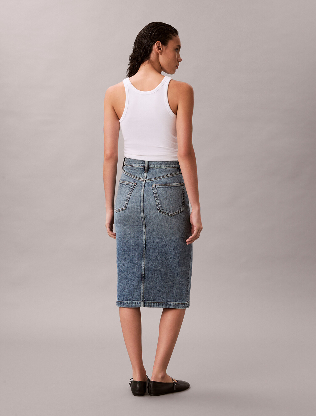 Front Zip Denim Skirt, VINTAGE ROAD, hi-res