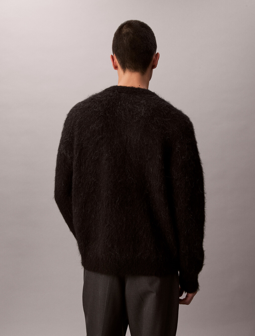 Brushed Alpaca Wool Blend Monogram Logo Sweater, Black, hi-res