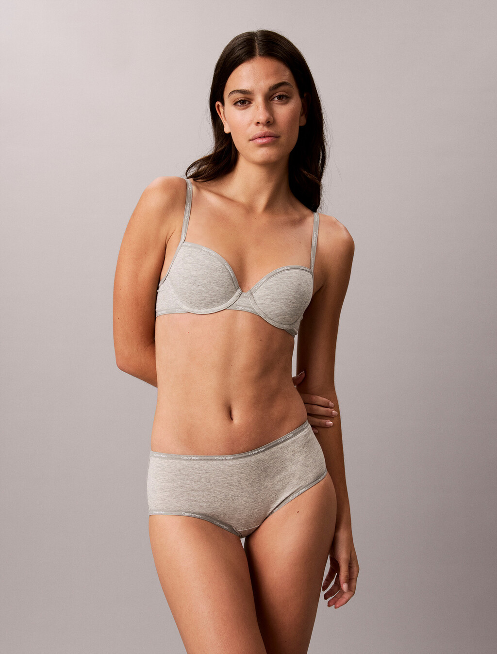 Icon Cotton Modal Limited Edition Demi Bra, Grey Heather, hi-res