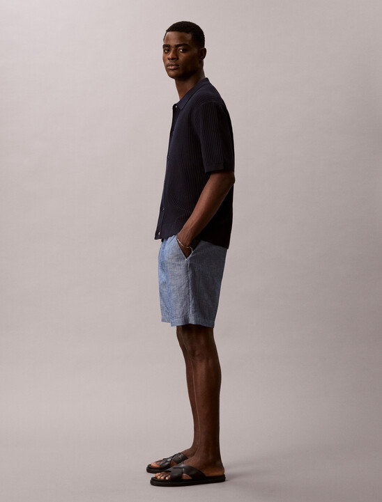 Cotton Chambray Drawstring Shorts
